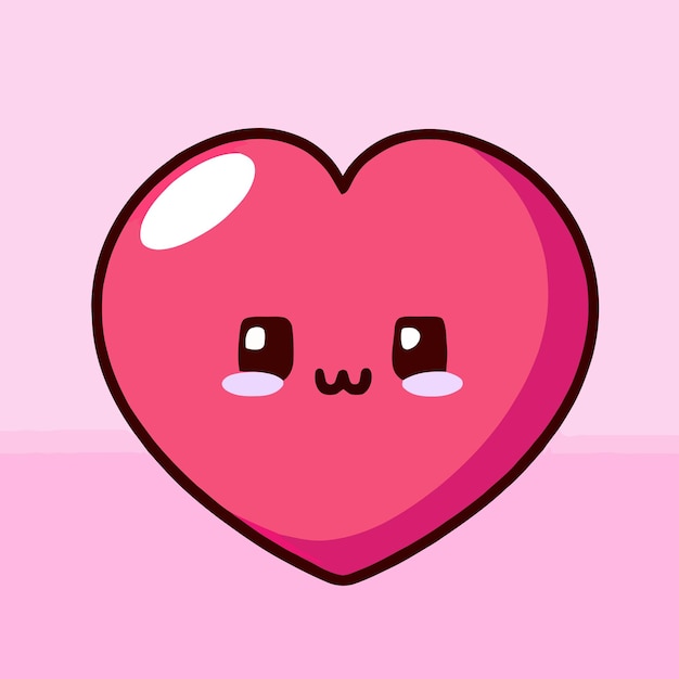 Dia dos namorados Ilustração de coração bonito Coração kawaii chibi estilo de desenho vetorial Desenho de coração Valenti