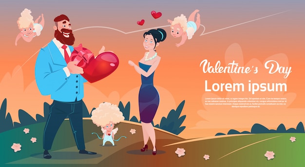 Dia dos namorados presente cartão holiday amantes casal amor cupido coração forma