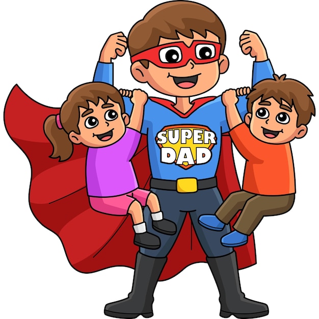 Vetor dia dos pais super pai desenhos animados coloridos clipart