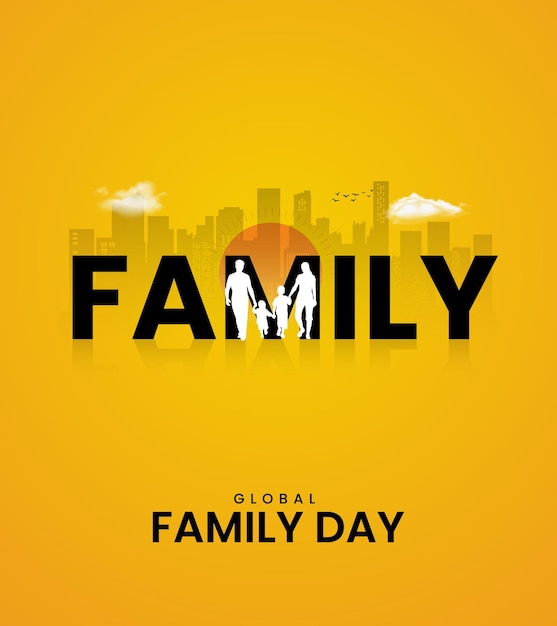 Vetor dia global da família criativo design do dia global da família para postagem nas mídias sociais ilustração 3d do dia da família