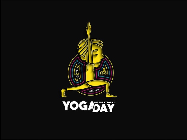Dia Internacional da Ioga, jovem rapaz medita ilustração vetorial de banner de anúncio
