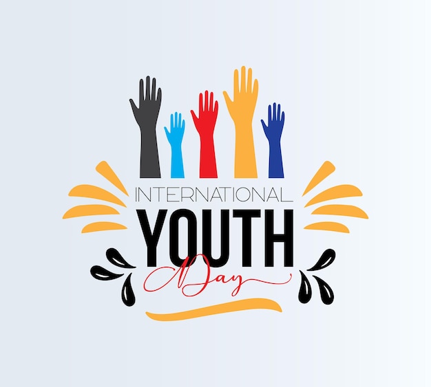 Dia internacional da juventude script caligrafia vector design para cartão de cartaz de banner e plano de fundo