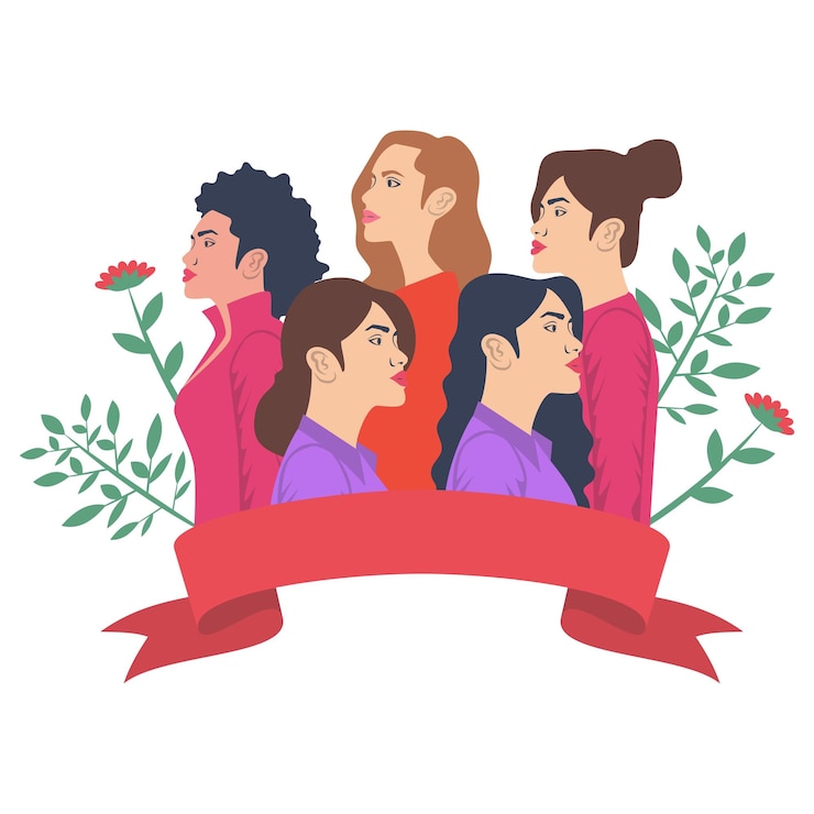 Vetor dia internacional da mulher com bandeira