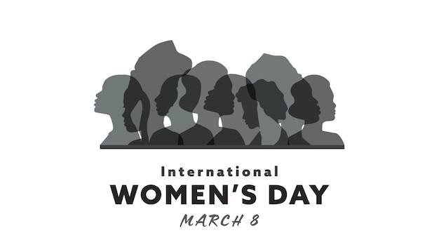 Dia internacional da mulher dia da mulher design de plano de fundo ilustração de silhueta de mulher
