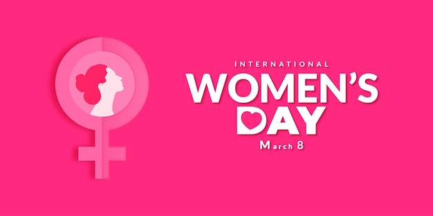 Dia Internacional da Mulher Vector cor rosa desenho de fundo bandeira ilustração vetorial