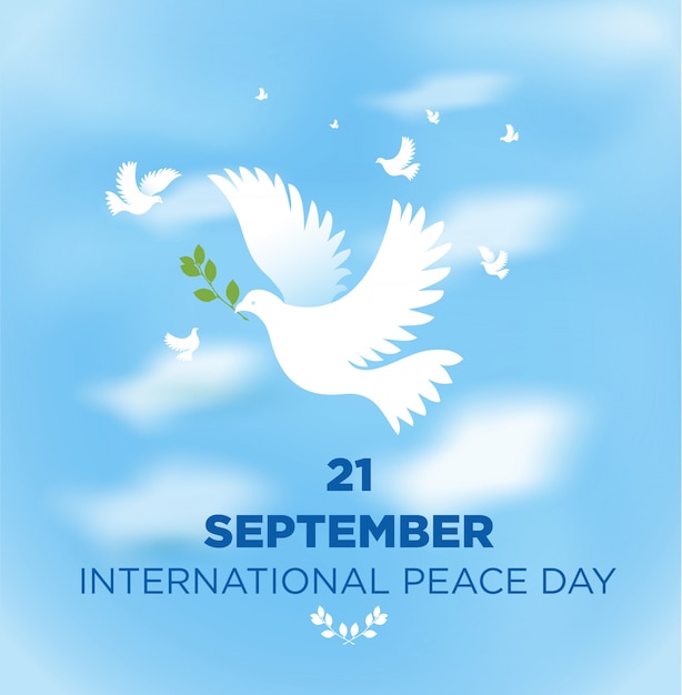 Dia internacional da paz no céu azul.