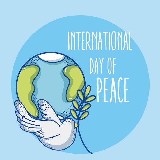 Vetor dia internacional do cartão dos desenhos animados da paz