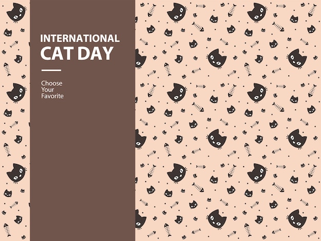 Dia internacional do gato gatinho animal desenho animado miau animal de estimação patas amor padrão de fundo sem costura