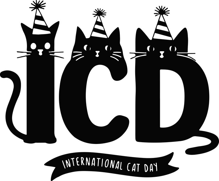 Vetor dia internacional do gato tipografia vetor desenhos estilosos e criativos com tema de gato