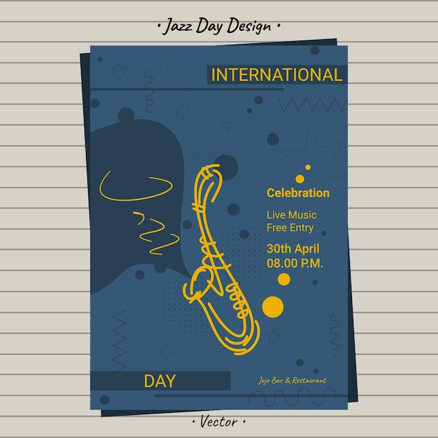 Vetor dia internacional do jazz dia da música promoção celebração venda anúncios flyer poster página post design