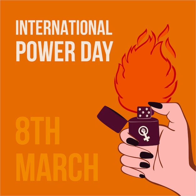 Dia internacional do poder com ilustração de isqueiro