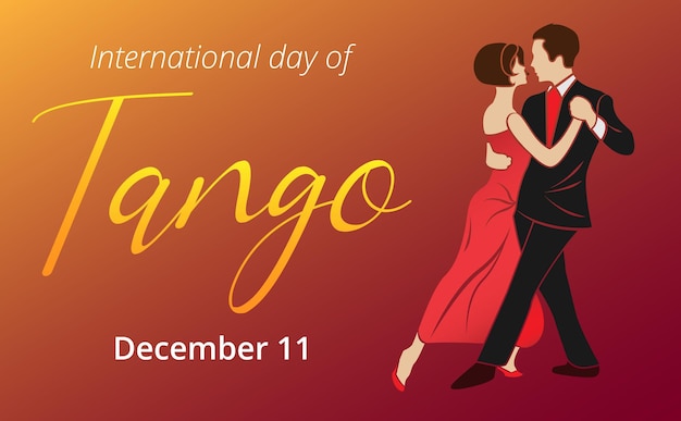 Dia internacional do tango Casal dançante homem e mulher em vetor