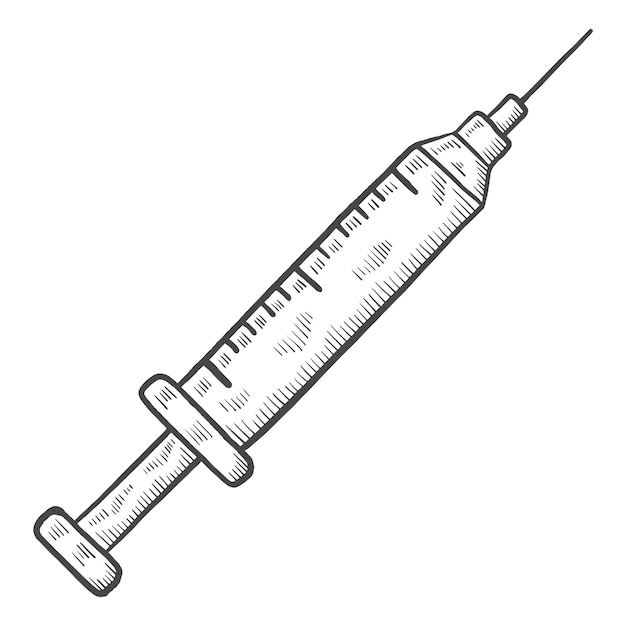 Vetor dia internacional humanitário de caridade de saúde de seringa isolado doodle esboço desenhado à mão com estilo de contorno