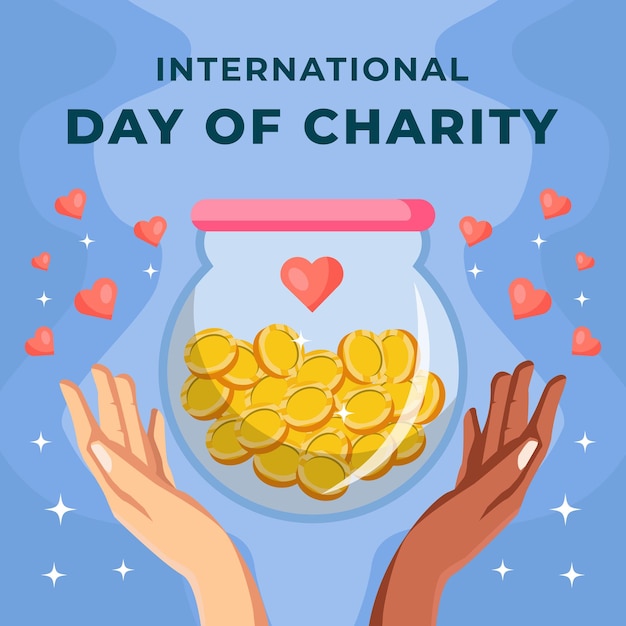 Vetor dia internacional plano da ilustração de caridade