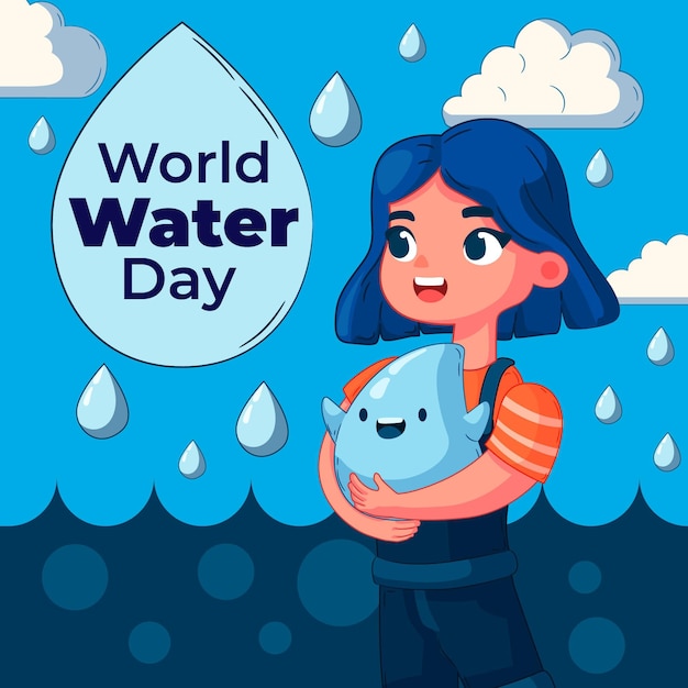 Vetor dia mundial da água desenhado à mão