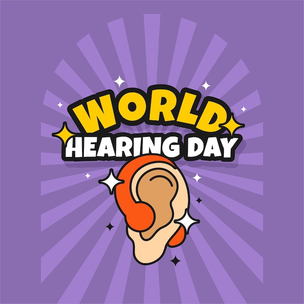 Dia mundial da audição desenho vector groovy