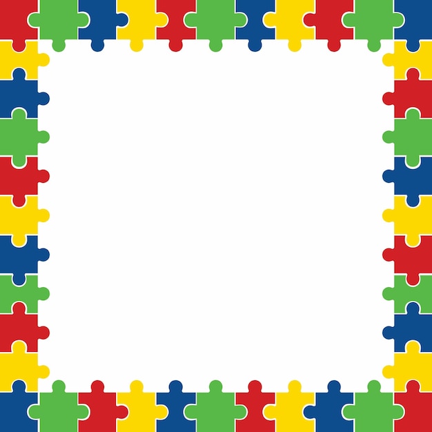 Dia Mundial da Conscientização sobre o Autismo Quadro quadrado com peças de quebra-cabeça copyspace Elemento de design