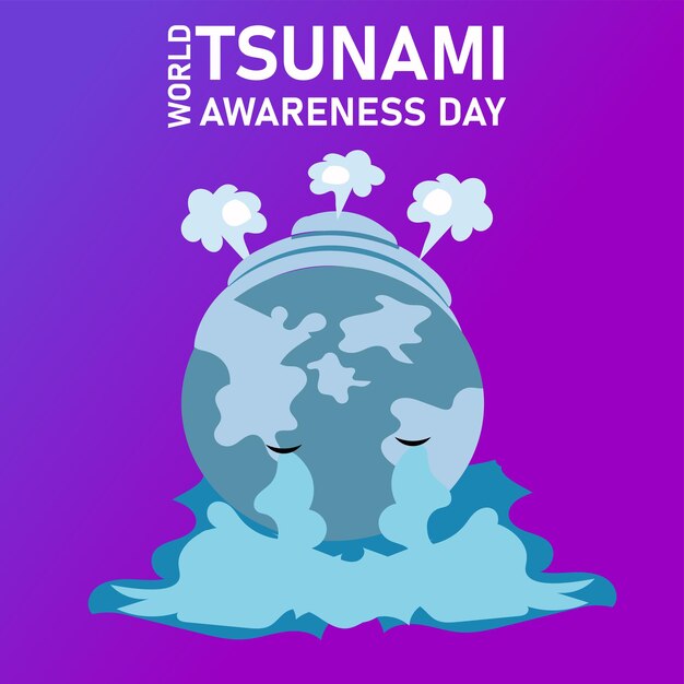 Vetor dia mundial da conscientização sobre o tsunami ilustração desenhada à mão