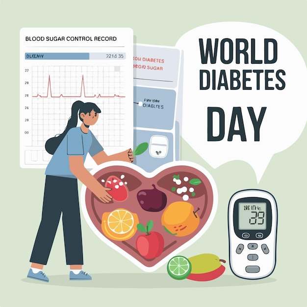 Dia Mundial da Diabetes fundo de arte ilustração plana design simples