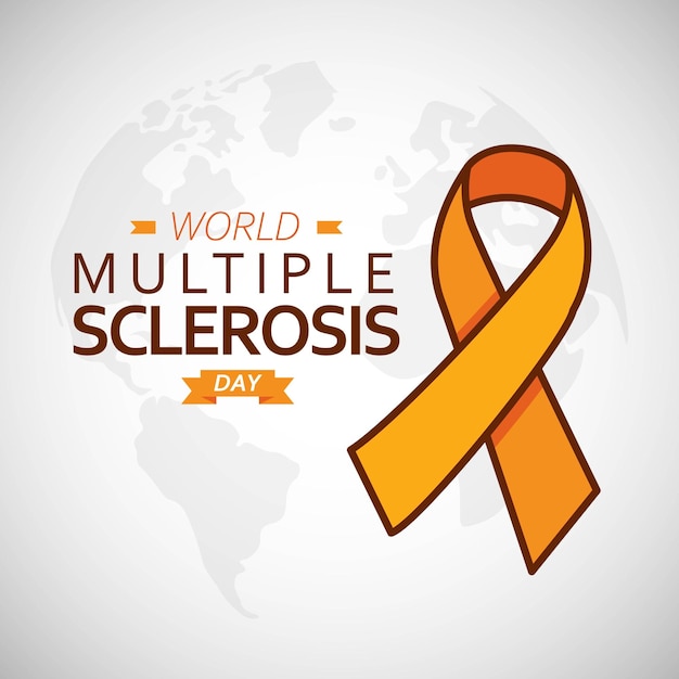 Dia mundial da esclerose múltipla design do dia mundial da em com ilustração de fita laranja
