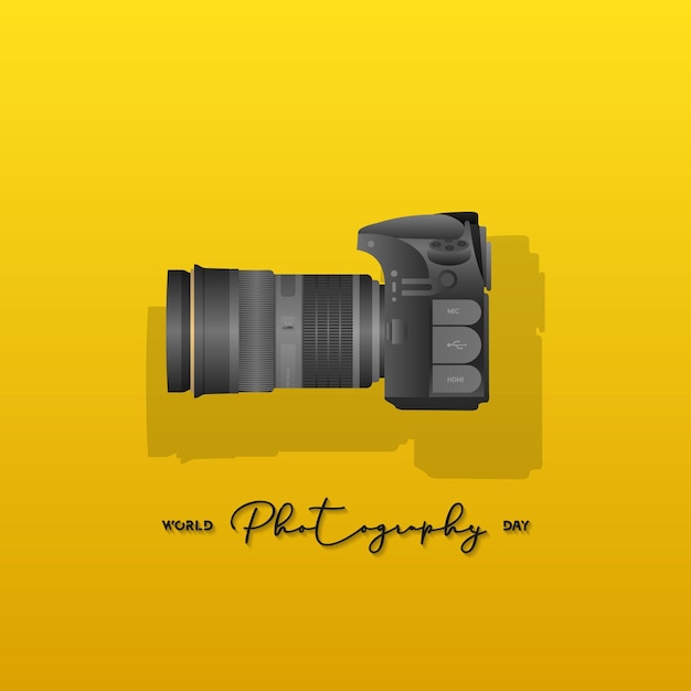 Dia Mundial da Fotografia: 19 de agosto, desenho tipográfico com câmera