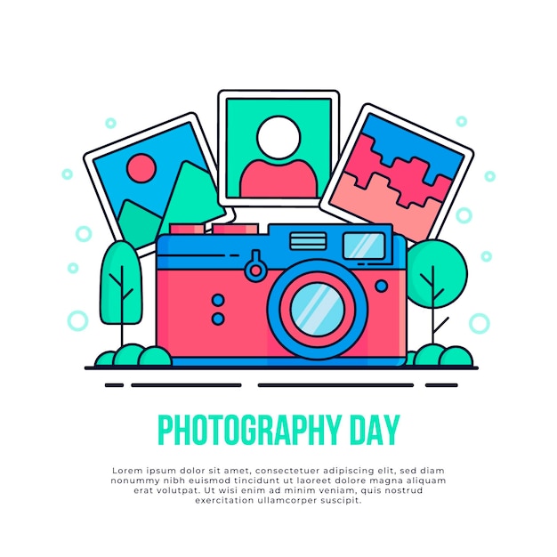 Dia mundial da fotografia design plano