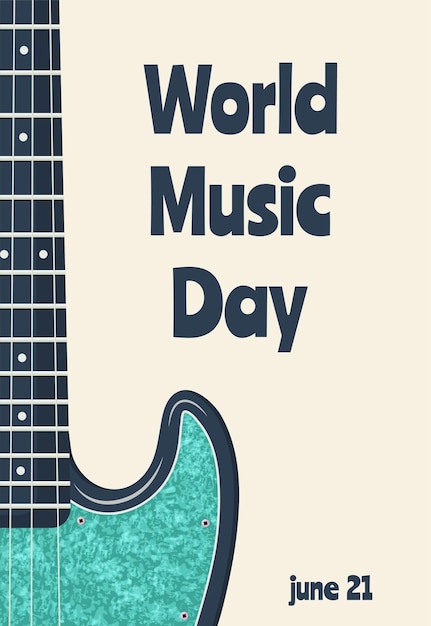 Dia Mundial da Música design de cartaz minimalista ilustração vetorial plana