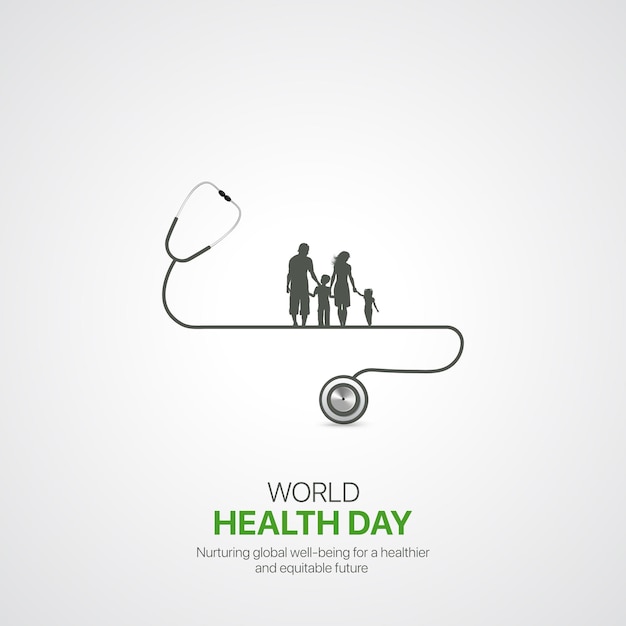Dia Mundial da Saúde: anúncios criativos, design, 7 de abril, mídia social, cartaz, vetor, ilustração 3D.
