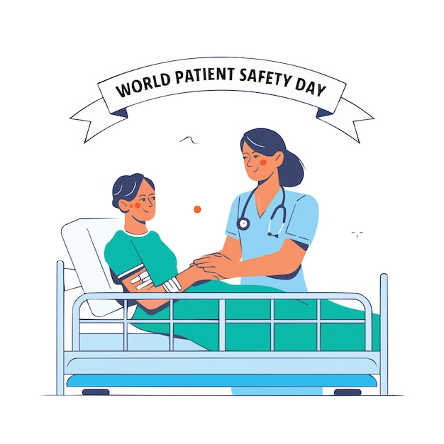 Dia Mundial da Segurança do Paciente Logotipo vetorial Ilustração de cartaz ou banner de mídia social em fundo branco