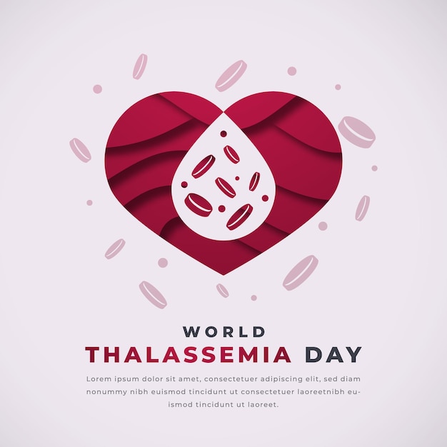 Dia mundial da talassemia estilo de corte de papel ilustração de design para poster de fundo banner de publicidade