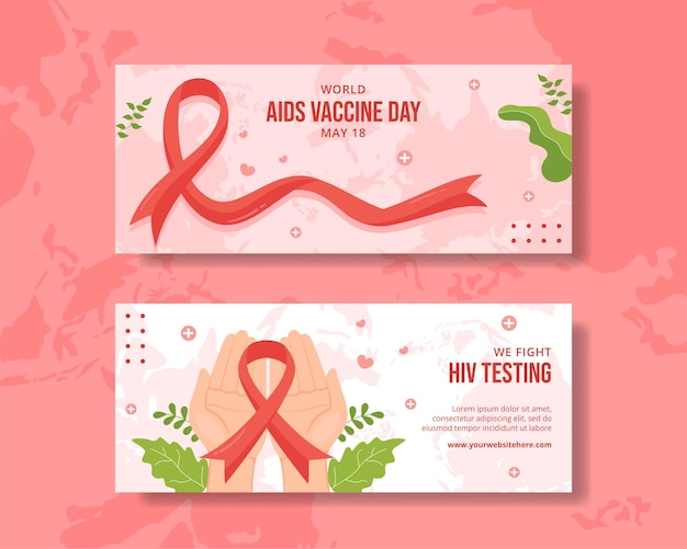 Vetor dia mundial da vacina contra a aids banner horizontal modelos desenho desenhado à mão ilustração de fundo