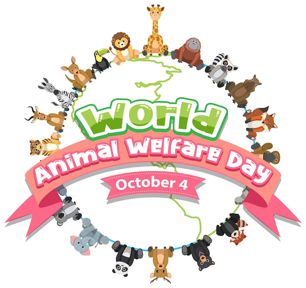 Vetor dia mundial do bem-estar animal 4 de outubro