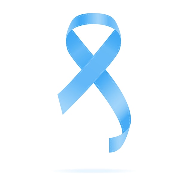 Vetor dia mundial do cancro da próstata realista fita azul homens conceito cuidados de saúde fita de consciencialização