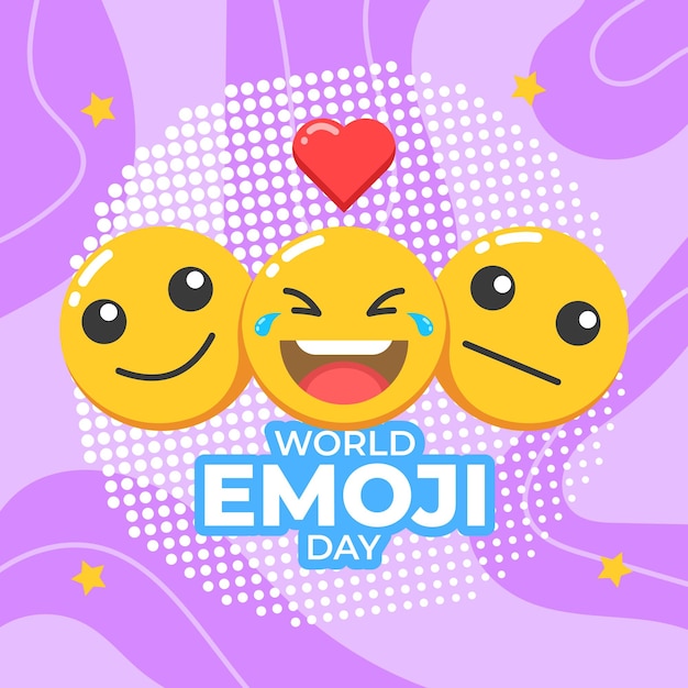 Dia mundial do emoji em estilo de design plano