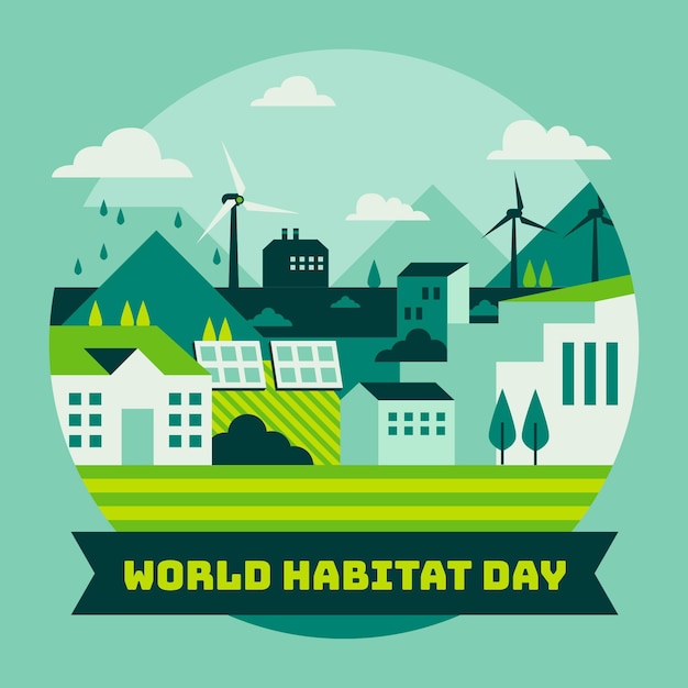 Dia mundial do habitat em design plano