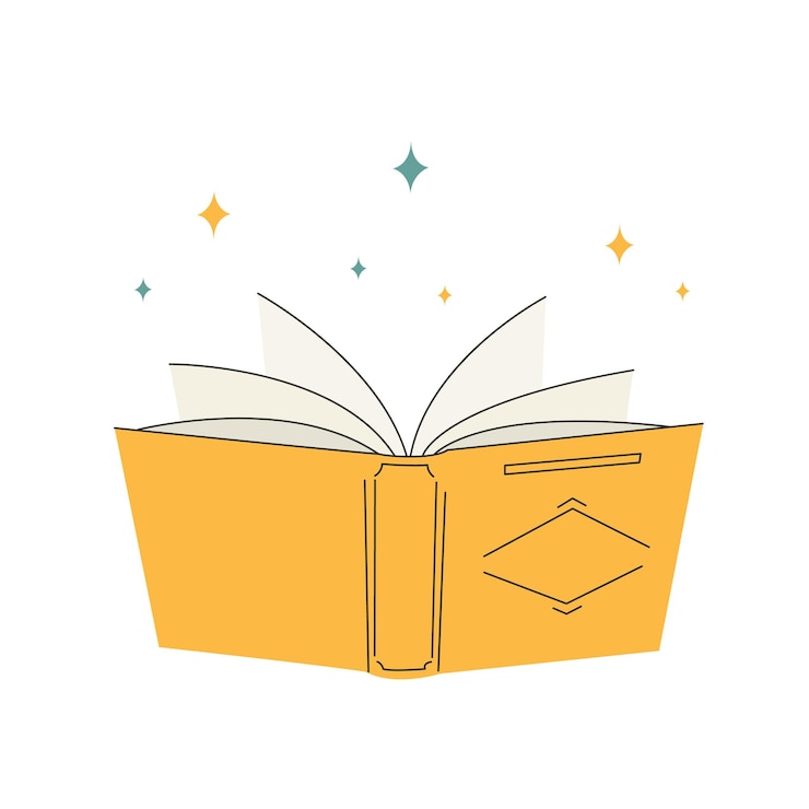 Vetor dia mundial do livro um livro isolado em um fundo branco com estrelas