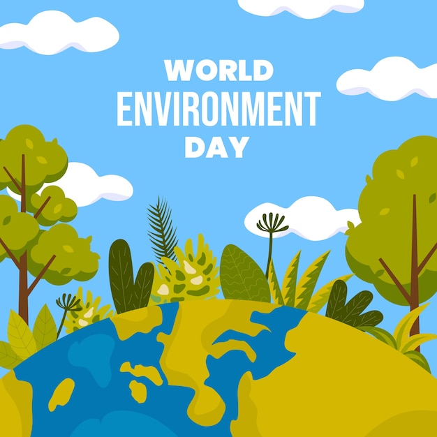 Vetor dia mundial do meio ambiente ilustração desenhada à mão