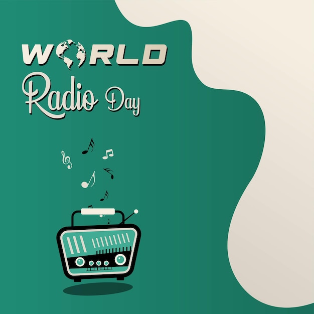 Vetor dia mundial do rádio, 13 de fevereiro, design de pôster minimalista para postagem em mídia social