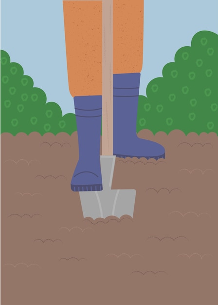 Vetor dia mundial do solo. trabalhador cava o solo com pá. ilustração em vetor plana moderna.