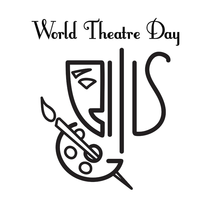 Vetor dia mundial do teatro cartão de saudação vetorial