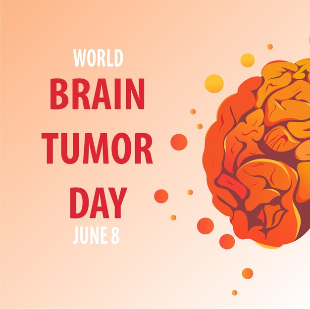 Dia Mundial do Tumor Cerebral, 8 de junho Conceito de feriado Modelo para cartaz de cartão de banner de fundo com ilustração vetorial de inscrição de texto