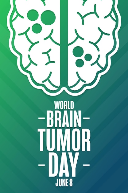 Vetor dia mundial do tumor cerebral. 8 de junho. conceito de férias. modelo de plano de fundo, banner, cartão, pôster com inscrição de texto. ilustração em vetor eps10.