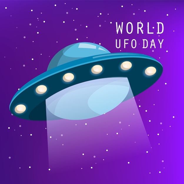 Dia mundial do ufo. nave espacial voando no céu noturno. invasão alienígena, nave não identificada. ciência e tecnologia. viagem ao espaço.