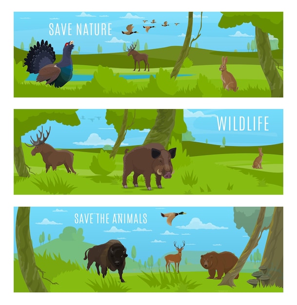 Dia mundial dos animais selvagens dos desenhos animados salvar o planeta terra