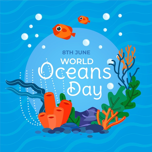 Dia mundial dos oceanos mão desenhada