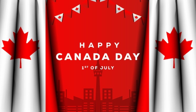 Dia realista do canadá com duas bandeiras canadenses