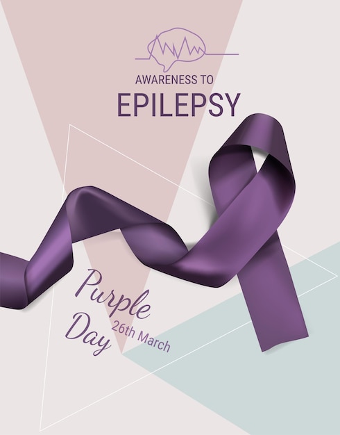 Dia roxo de conscientização para o dia mundial da epilepsia em 26 de março