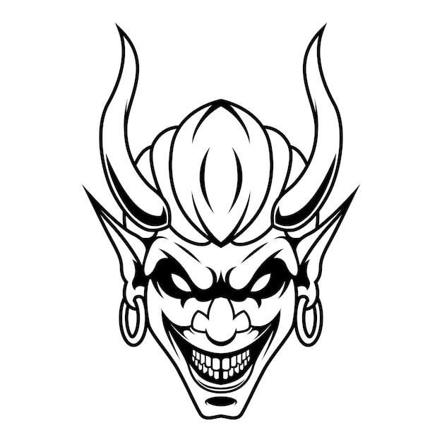 Diabo vector preto e branco devil man logo design vector modelo de mascote