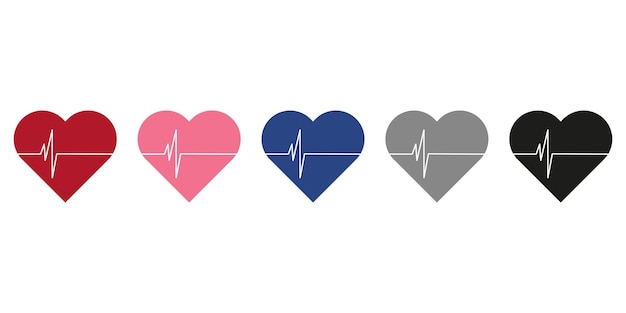 Diagnóstico de ícones de coração. heartbeat conjunto de vetores de ícones médicos para web. ilustração em vetor.
