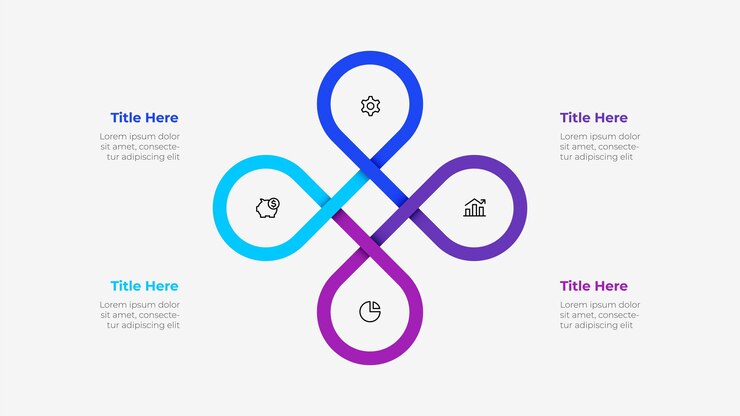 Vetor diagrama cíclico infográfico com 4 elementos conceito de quatro etapas ou opções de ciclo de negócios